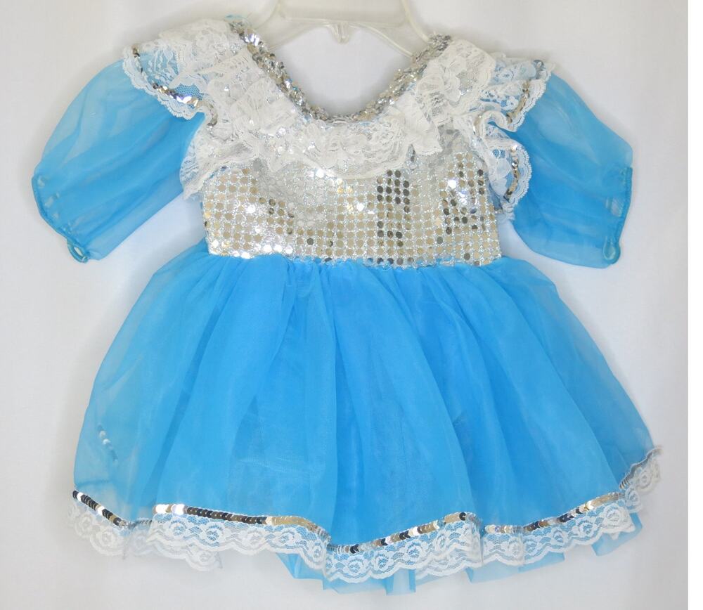Vintage Cupcake Pageant Dress Dance Recital Sequin Lace Tulle Size 4C USA Blue
